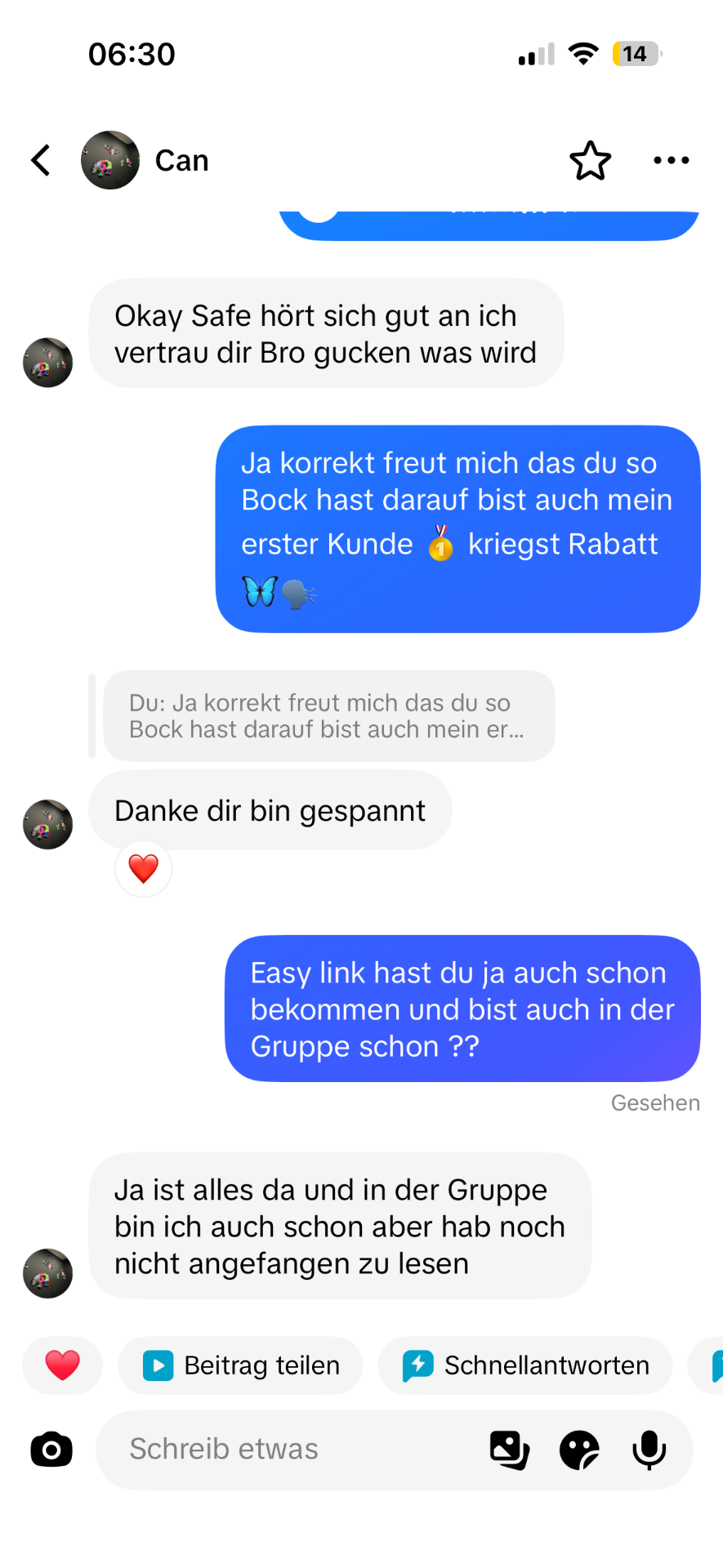 Kundenchat mit Can